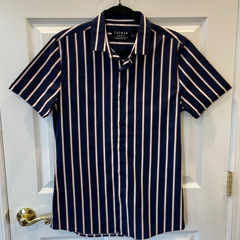 Topman Muscle Fit Men’s Short Sleeve Button Down Shirt M